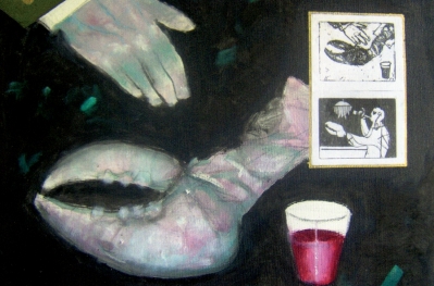 Projected Encounters, 40,6 x 50,8 cm, ÖL, Collage auf Leinwand, 2007 