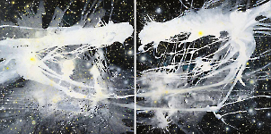 Black Pearl ( Schwan), 230 x 460 cm, Acryl, Öl, Pastell auf Leinwand, 2006/2007