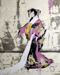 Dragon Geisha, 250 x 200 cm, Acryl, Lack auf Leinwand, 2020