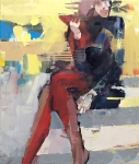 Woman seated, Öl auf Leinwand, 70x60 cm, 2019