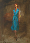 Frau in Türkis, 70 x 50 cm, Acryl auf Leinwand, 2022
