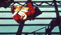 Roter Sessel (grün), Acryl auf Leinwand, 70 x 120 cm, 2001